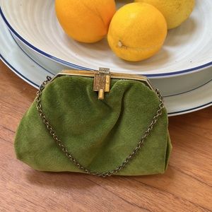 Vintage K&G PARIS CHARLET Bag New York - Green Velvet Evening Clutch